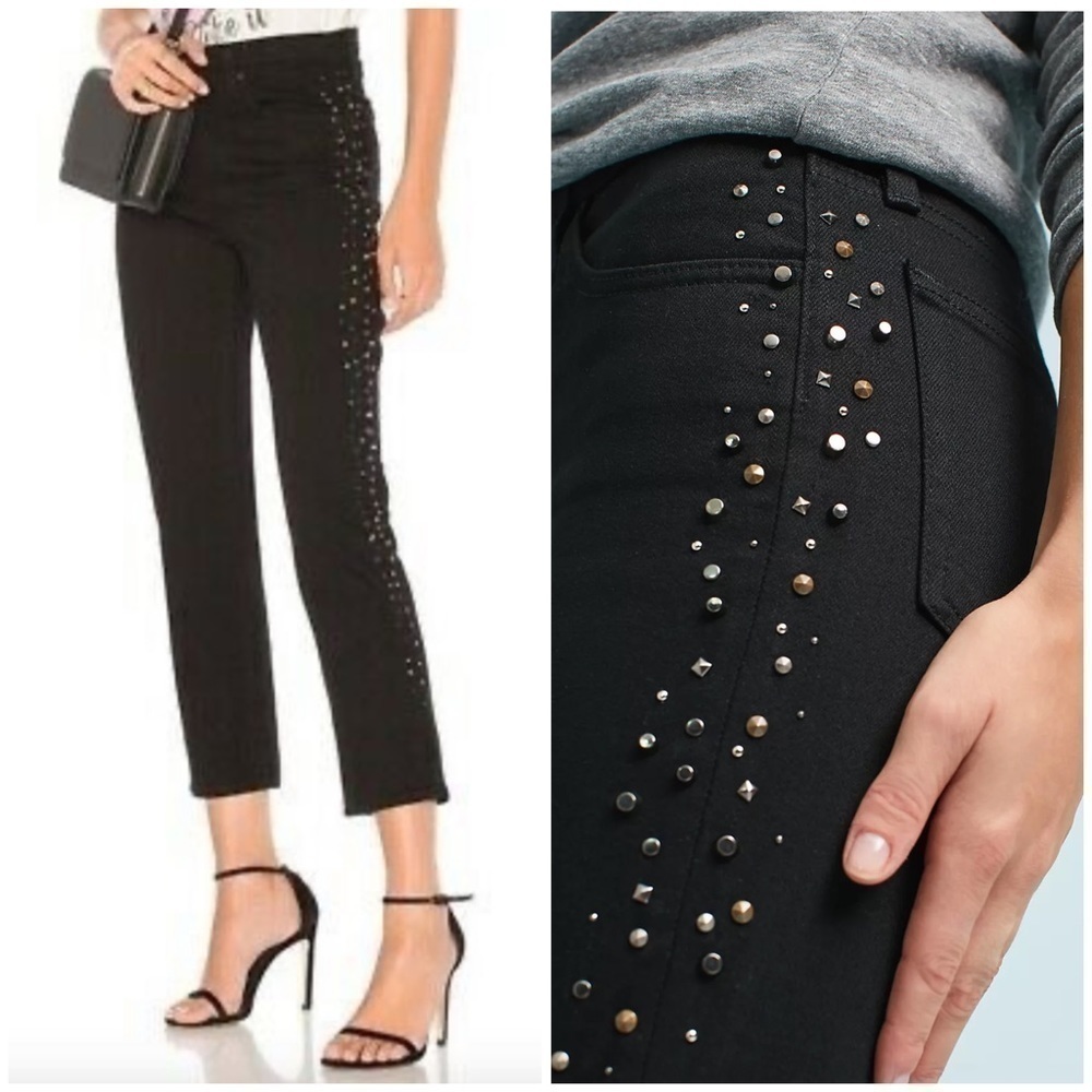 NWT AG Adriano Goldschmied Studded Isabelle High Rise Straight Leg Crop Jeans 26
